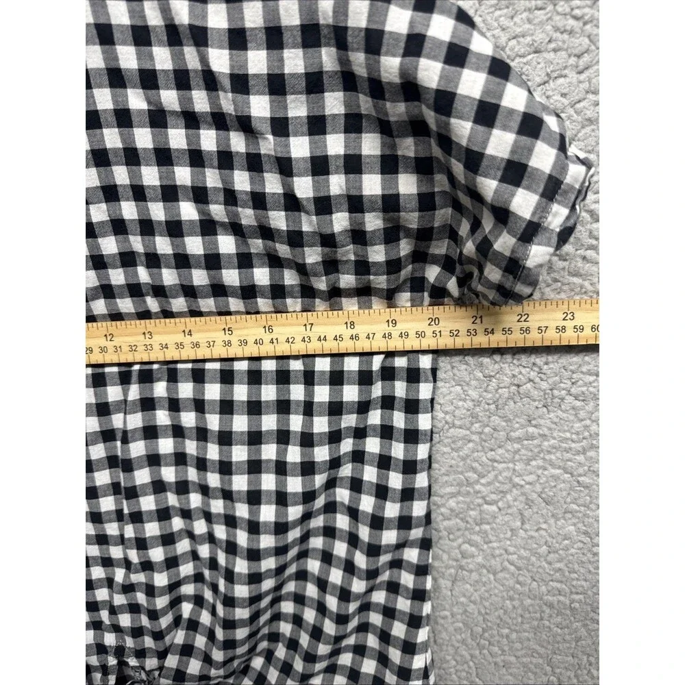 J Crew Top Womens Size S Black White Gingham Check Knotted